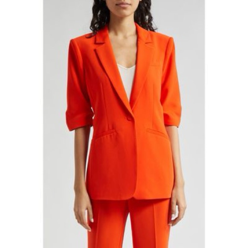 Cinq à Sept Khloe Short-Sleeve Blazer, Deep Tangelo, US 2